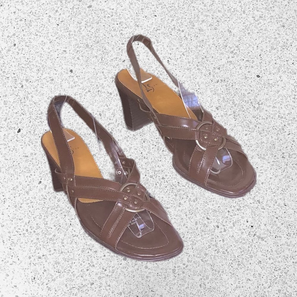 Life Stride Brown Strappy Block Heel Sandal